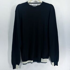 Gazzarrini Men’s Black Merino Wool Blend Crew Neck Sweater Large